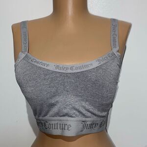 Juicy Couture Women's Gray Heather Spell Out Non-Wire Stretch Brallette Medium
